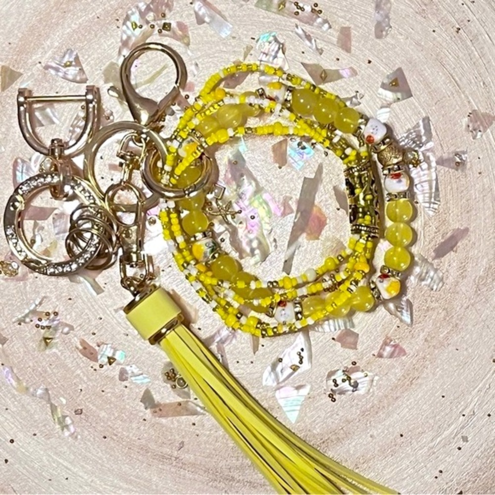 Yellow Floral Bracelet Keychain